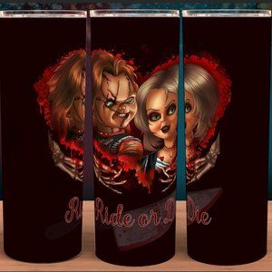 Chucky and Tiffany Child's Play Ride or Die Tumbler 20oz